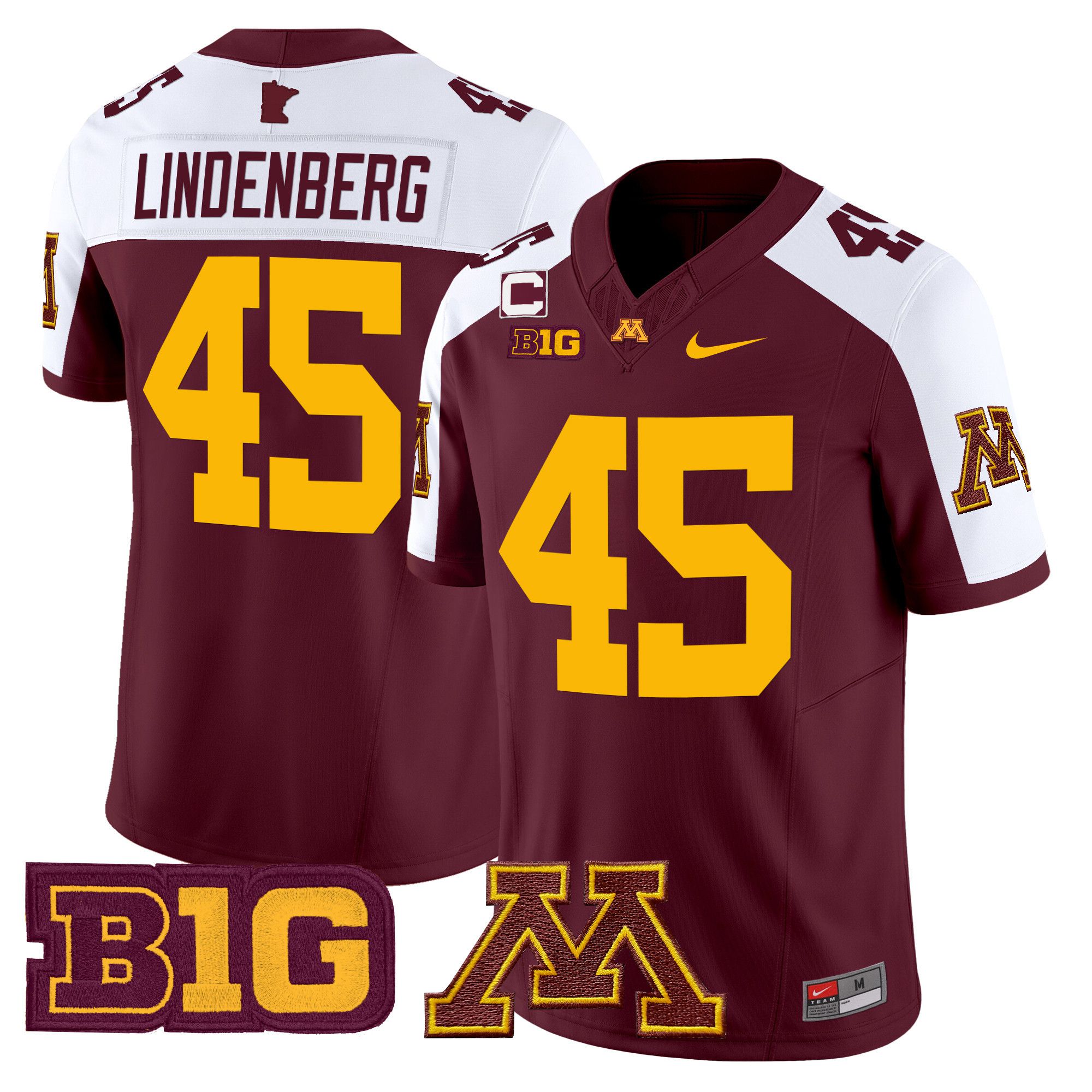 Men Minnesota Golden Gophers 45 Lindenberg Red Nike 2024 Vapor Limited NCAA Jersey